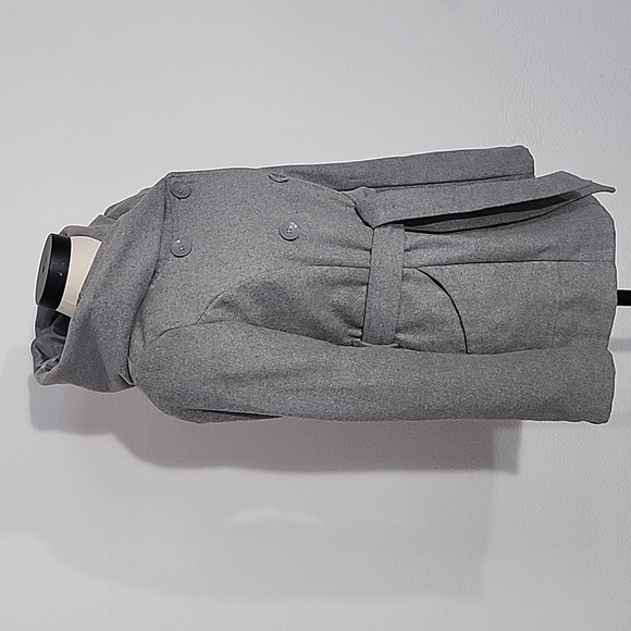 New Look Coat Double Breasted Pea Coat Wool/Poly Blend Tie & Button Gray Size M - Picture 7 of 16
